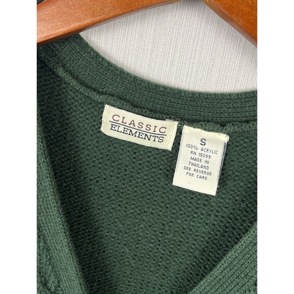 Vintage Preppy Old Money Green Cable Knit Sweater Vest Gold Buttons Small - Picture 4 of 9